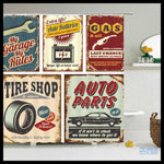 Rideau de Douche Affiche Garage Vintage